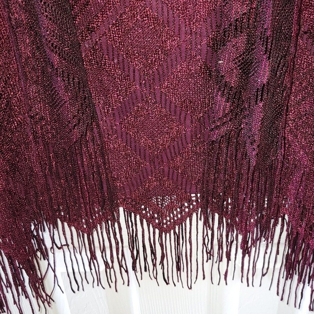 Womens 2pc Dress Set Burgundy Sheath Lace Fringe Size 20W Formal Goth Vamp - Picture 9 of 16